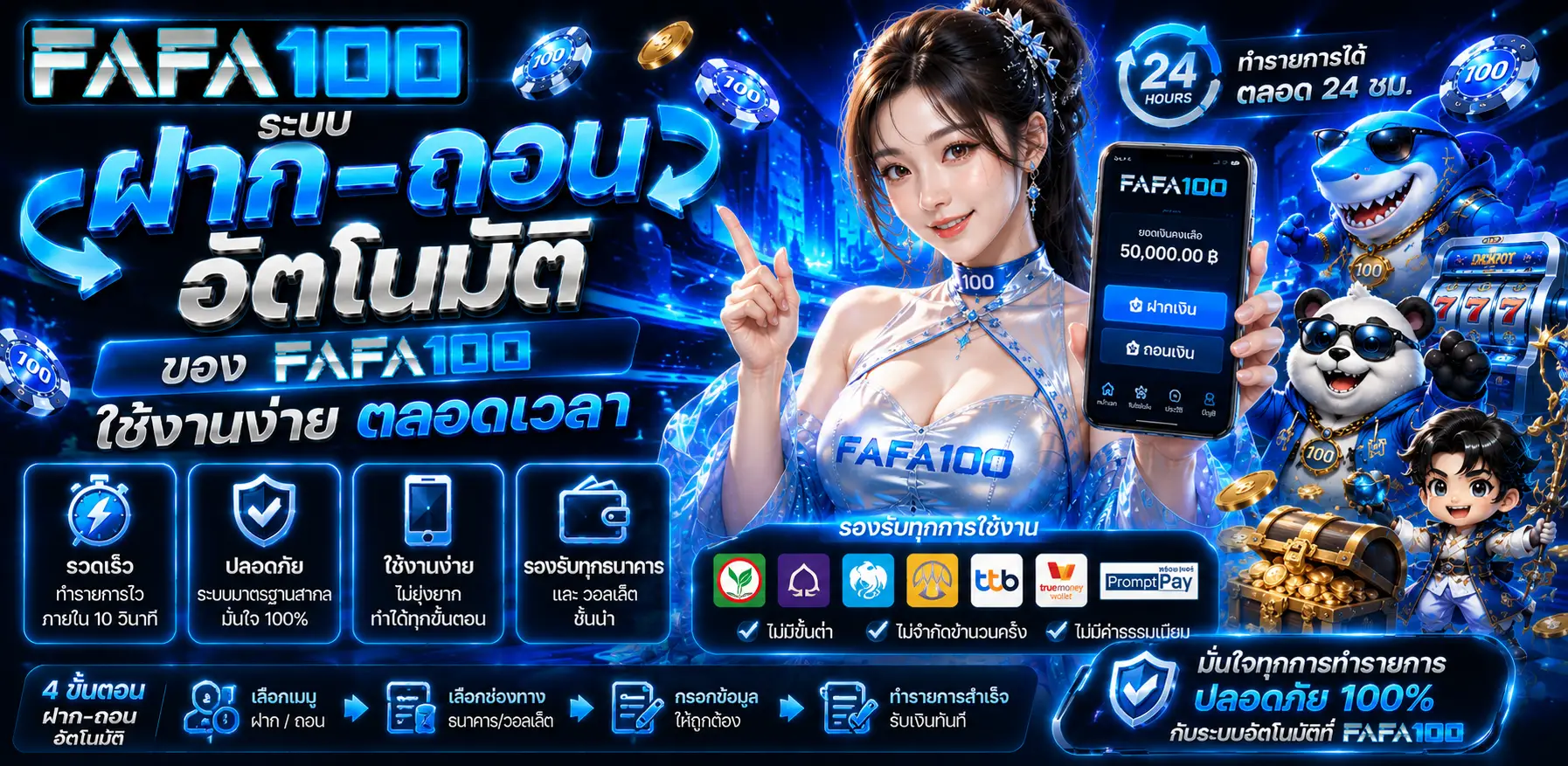 FAFA100 รวมเกมคาสิโนออนไลน์และสล็อตครบทุกค่าย